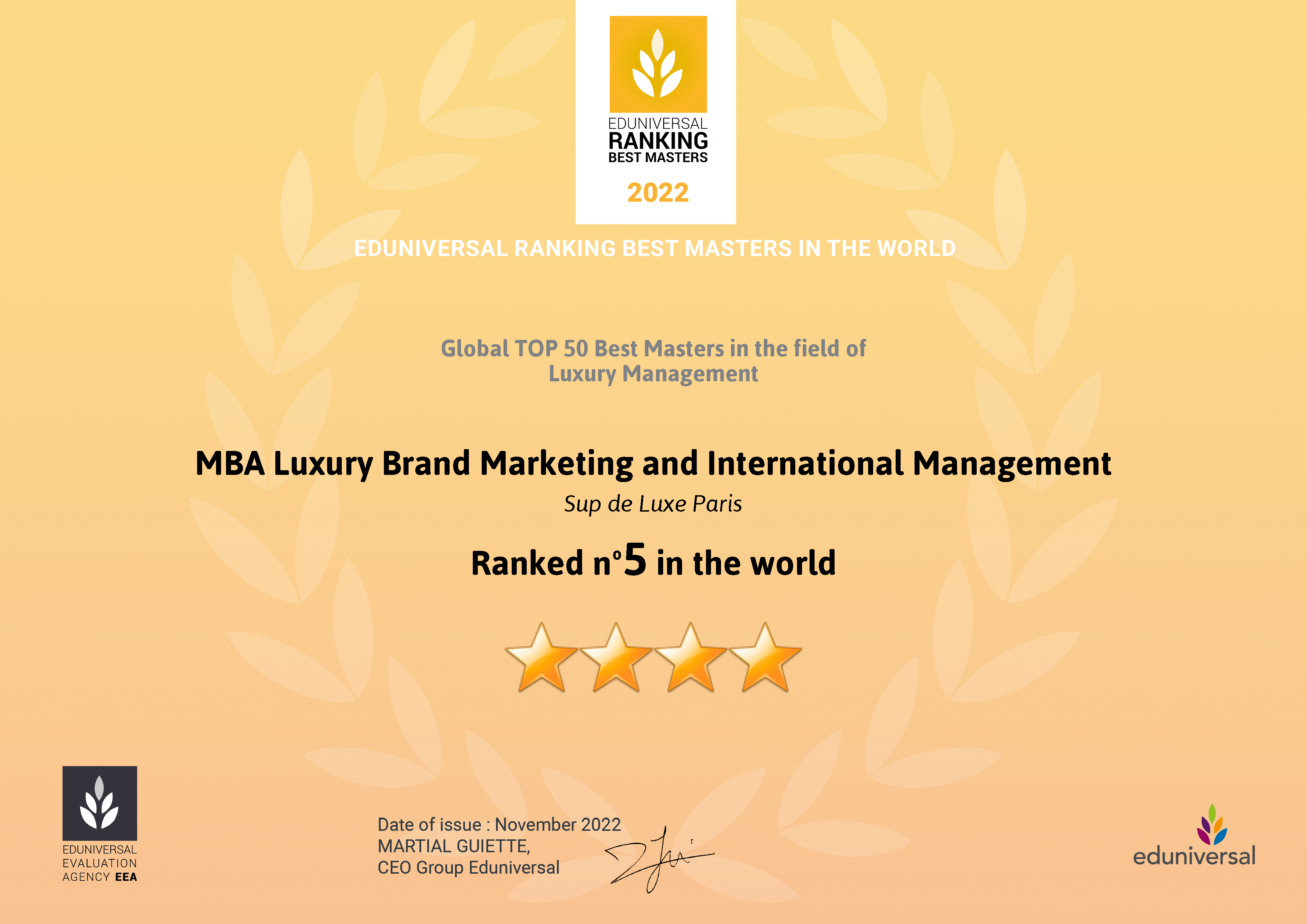 The Sup de Luxe MBA ranked 5th in the world's best Masters in Luxury  Management!